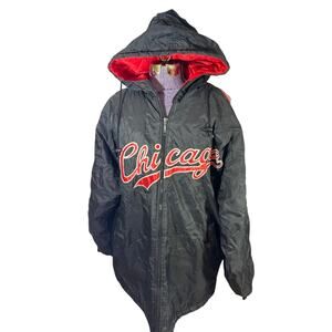 Vintage Big Land 90’s Chicago heavy nylon Jacket Hood Men’s XL full zip
